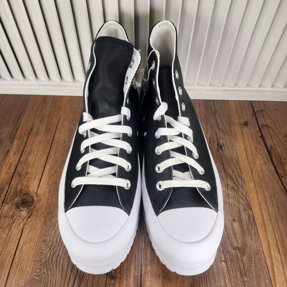 Converse CTAS Lugged 2.0 Hi Mens Sz 9 Black White Leather Chunky Sneakers Shoes - Picture 9 of 11